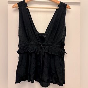 ASOS deep v black top with polka dot detail